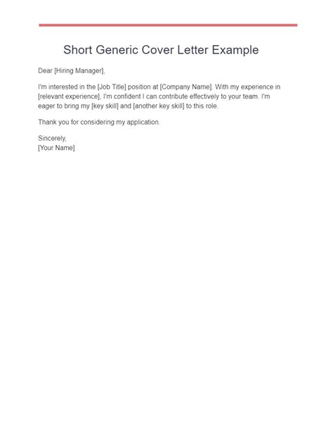are generic cover letters ok